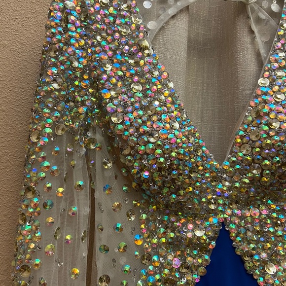 Blue Iridescent Crystal Gown - Picture 4 of 10